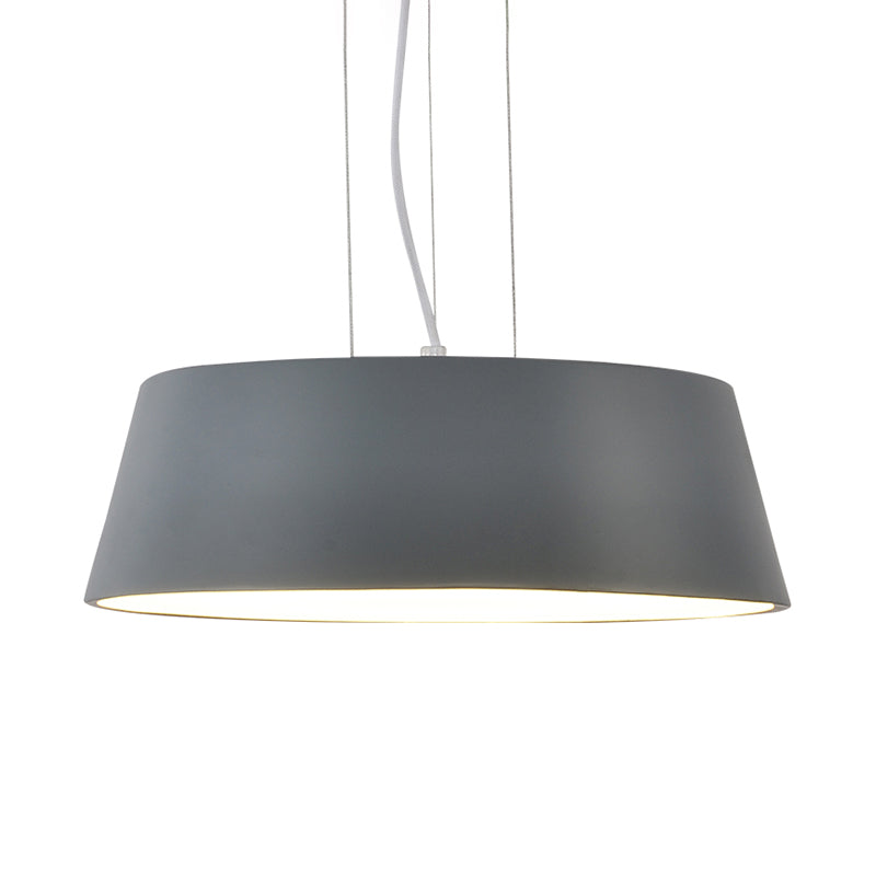 Minimalist Grey Metal Drum Shade Kitchen Hanging Light - 1 Light Suspension Lamp