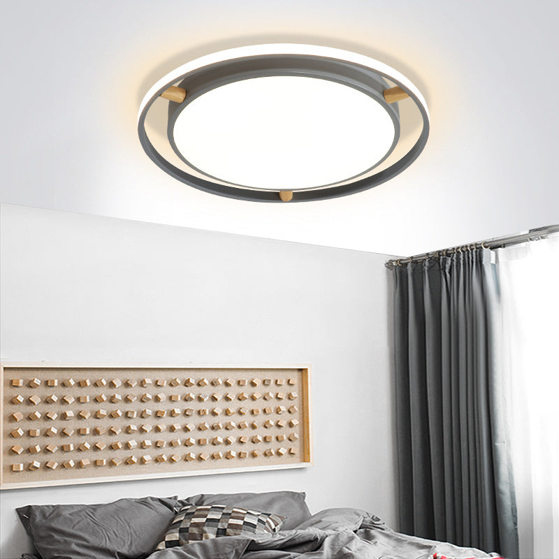 Contemporary Round Metal Bedroom Flush Mount Lighting - 16"/19.5"/23.5" Wide LED Ceiling Light Fixture in Grey