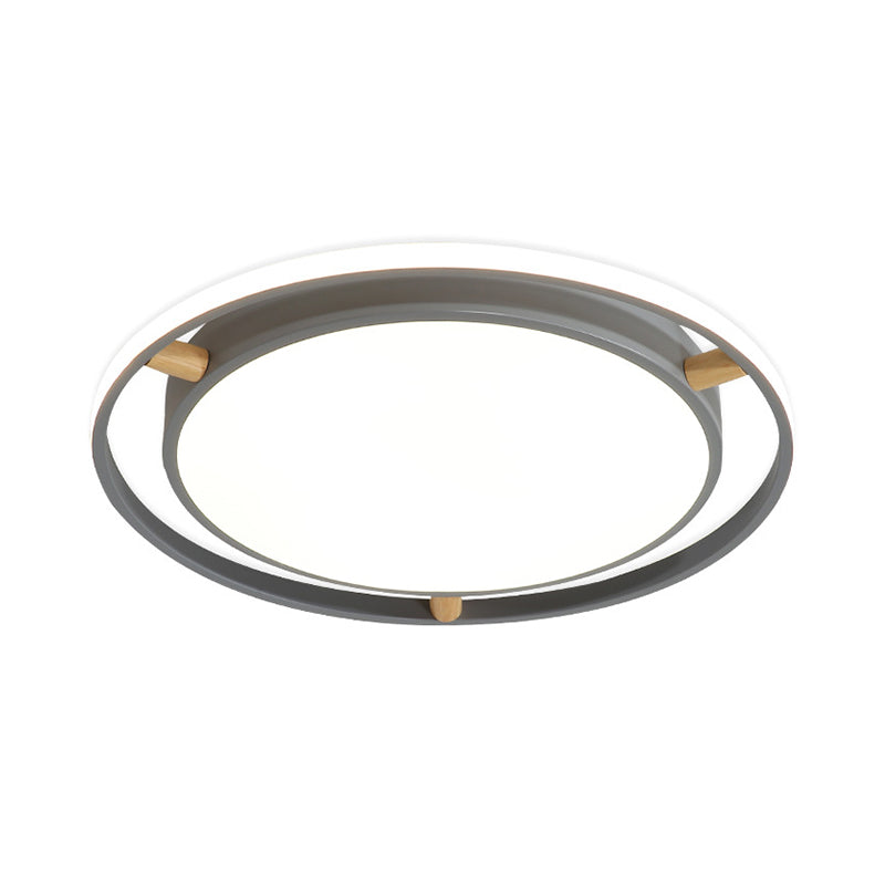 Contemporary Round Metal Bedroom Flush Mount Lighting - 16"/19.5"/23.5" Wide LED Ceiling Light Fixture in Grey