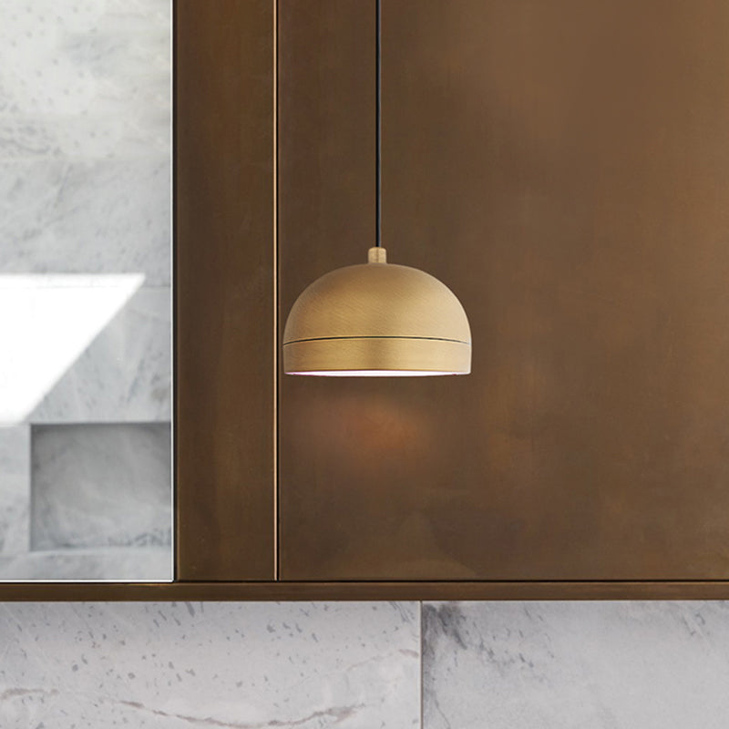 Contemporary Brass Pendant Lamp Kit With Domed Shape For Bedside Hanging