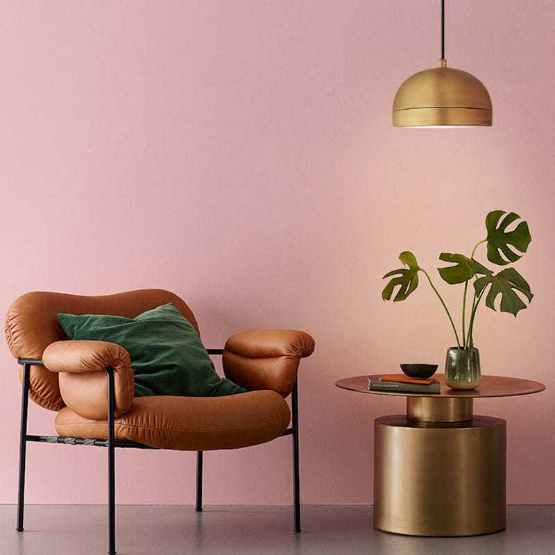 Contemporary Brass Pendant Lamp Kit With Domed Shape For Bedside Hanging
