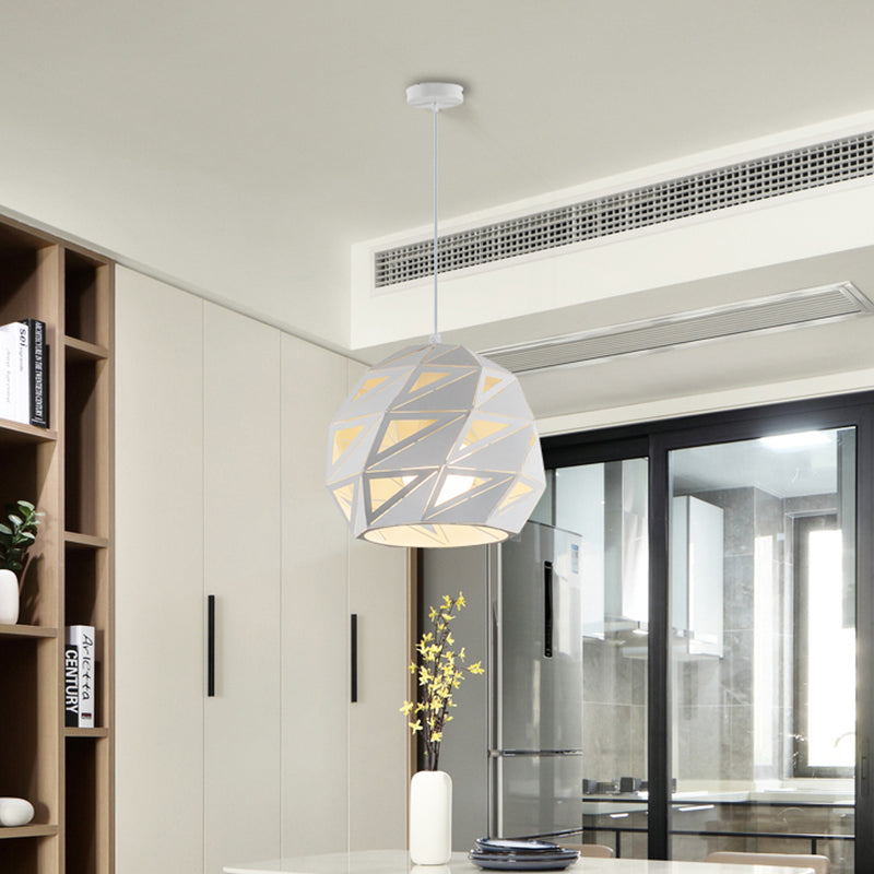 Luminaire suspendu en métal découpé au laser de 10"/12,5" : kit de lampe suspendue moderne à 1 lampe en blanc/noir