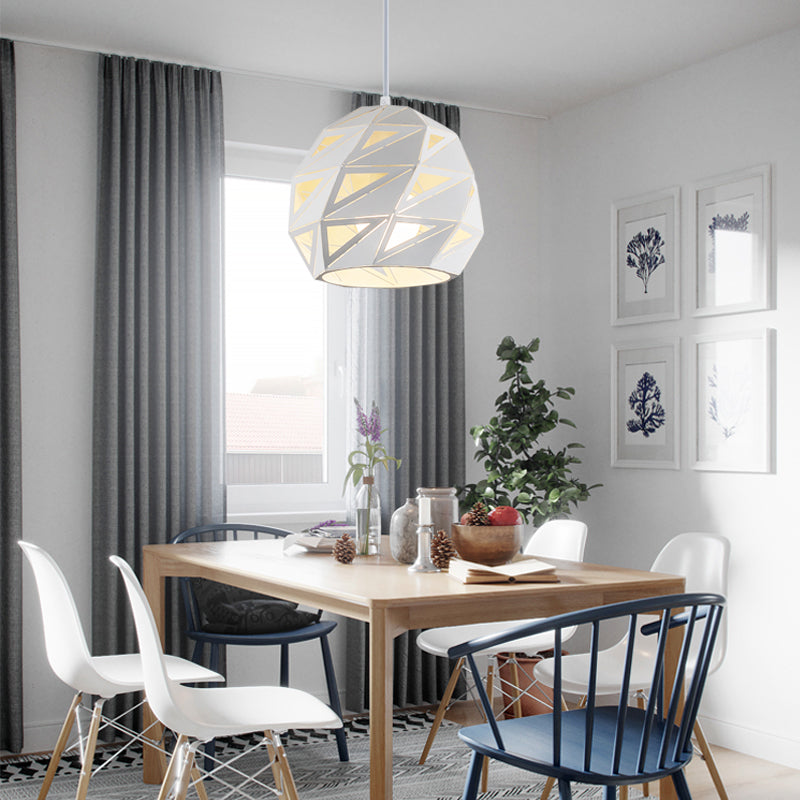 Luminaire suspendu en métal découpé au laser de 10"/12,5" : kit de lampe suspendue moderne à 1 lampe en blanc/noir