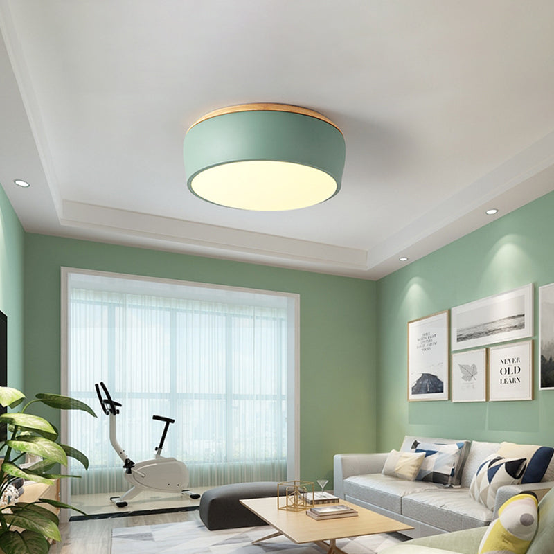 Modern Metal LED Ceiling Mounted Lamp with Flush Mount Design, Multiple Colors, and Recessed Diffuser for White/Warm Lighting