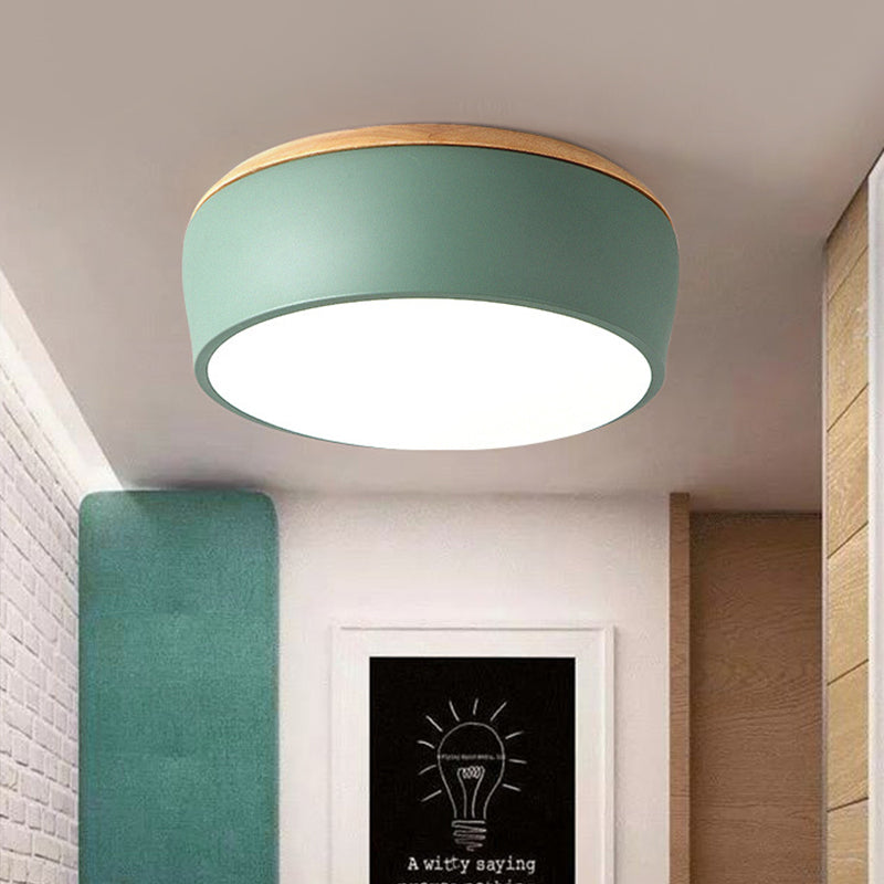 Modern Metal LED Ceiling Mounted Lamp with Flush Mount Design, Multiple Colors, and Recessed Diffuser for White/Warm Lighting