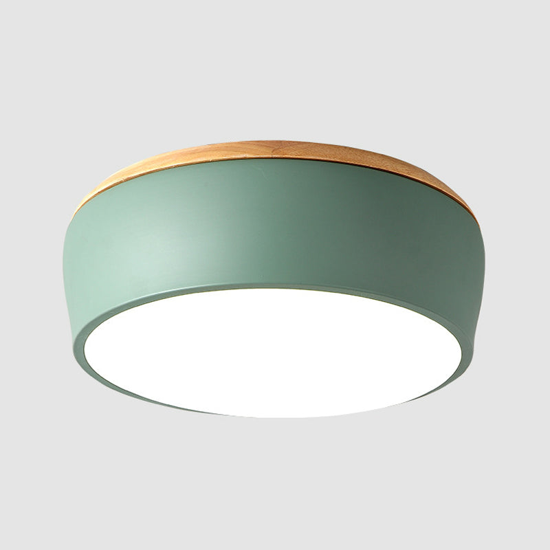 Modern Metal LED Ceiling Mounted Lamp with Flush Mount Design, Multiple Colors, and Recessed Diffuser for White/Warm Lighting