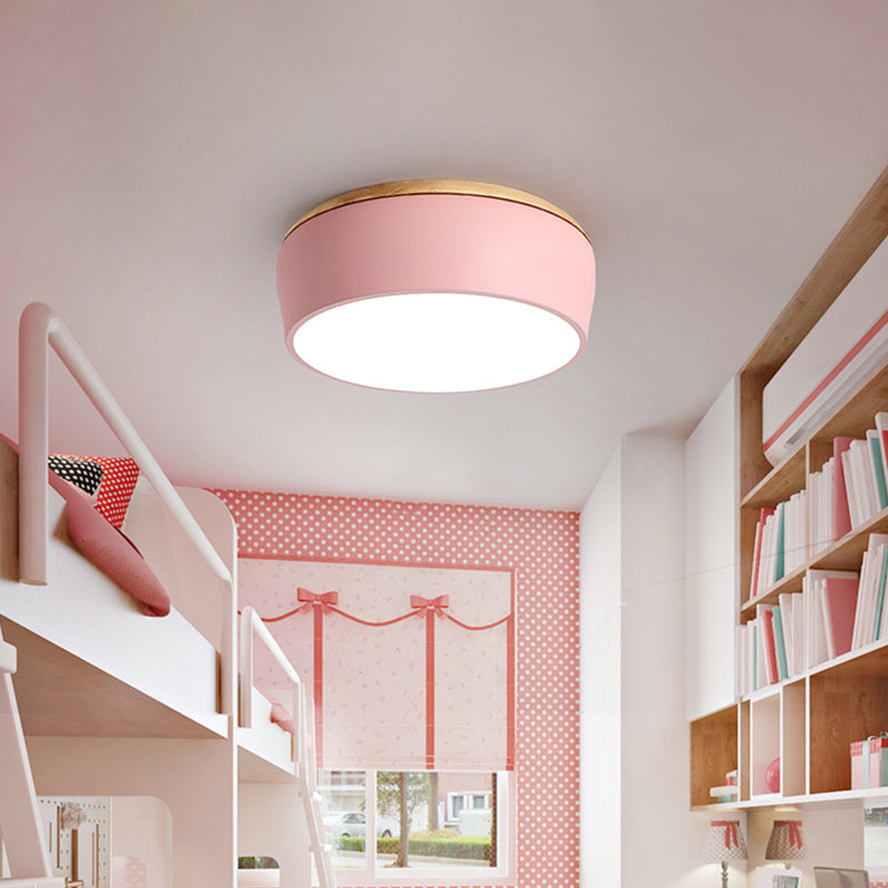 Modern Metal LED Ceiling Mounted Lamp with Flush Mount Design, Multiple Colors, and Recessed Diffuser for White/Warm Lighting