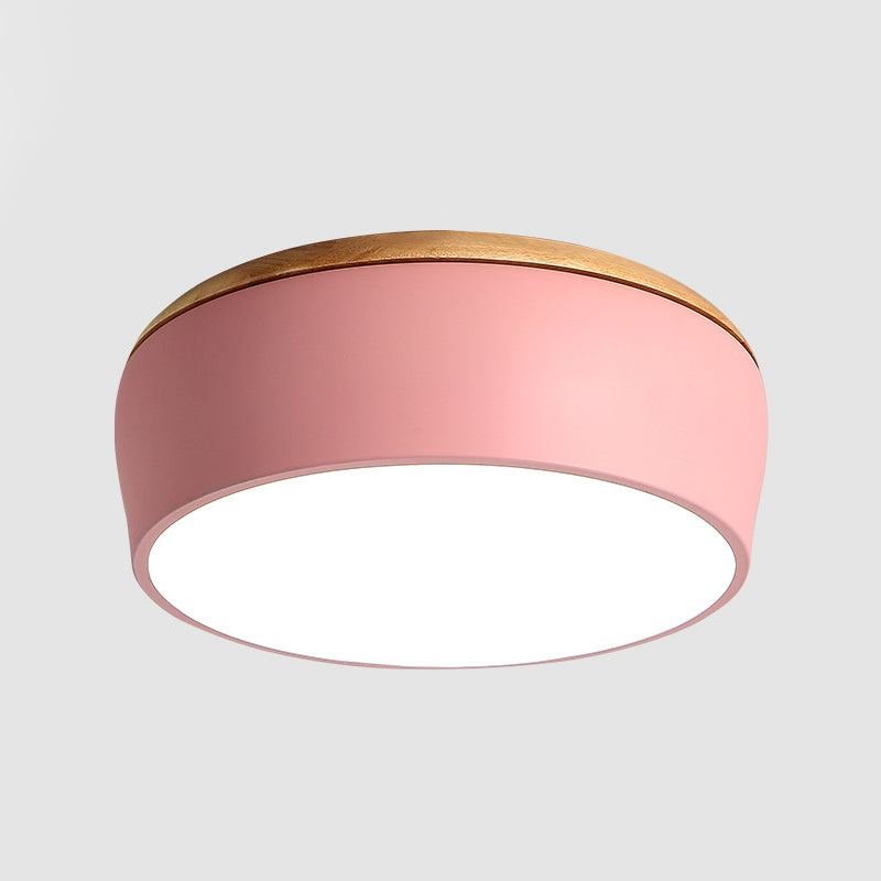 Modern Metal LED Ceiling Mounted Lamp with Flush Mount Design, Multiple Colors, and Recessed Diffuser for White/Warm Lighting