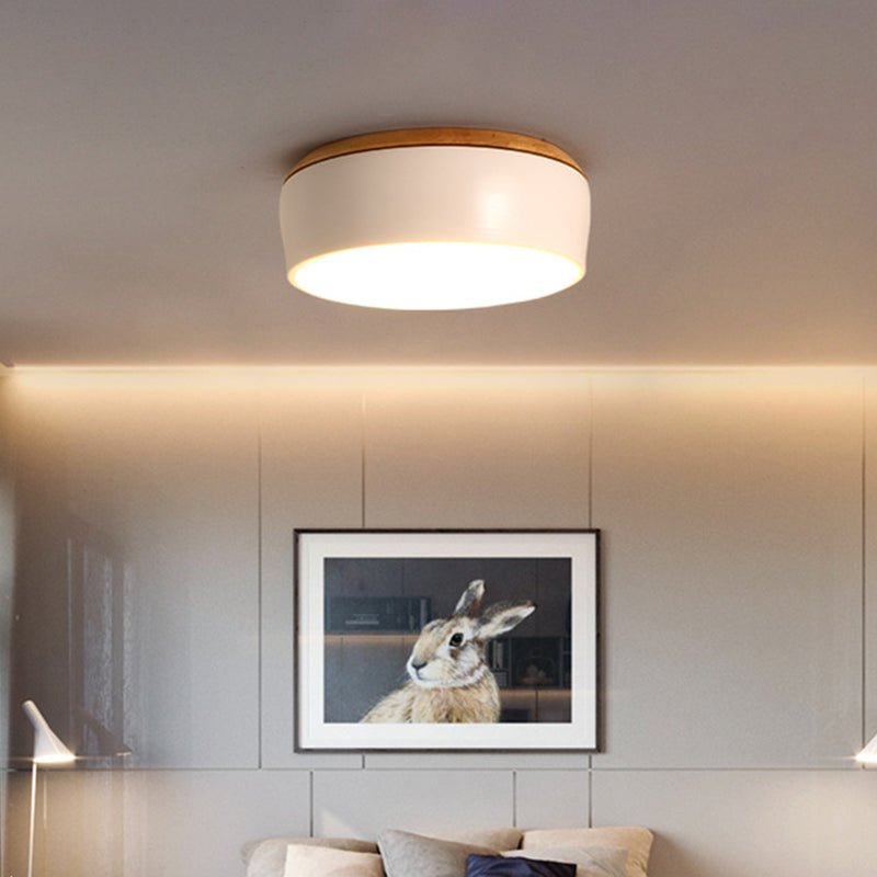 Modern Metal LED Ceiling Mounted Lamp with Flush Mount Design, Multiple Colors, and Recessed Diffuser for White/Warm Lighting