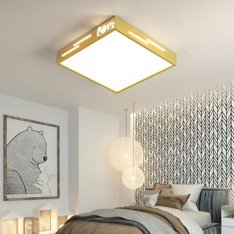 Contemporary Golden LED Ceiling Lamp with Acrylic Diffuser in White/Warm Light - Flush Mount Metal Fixture