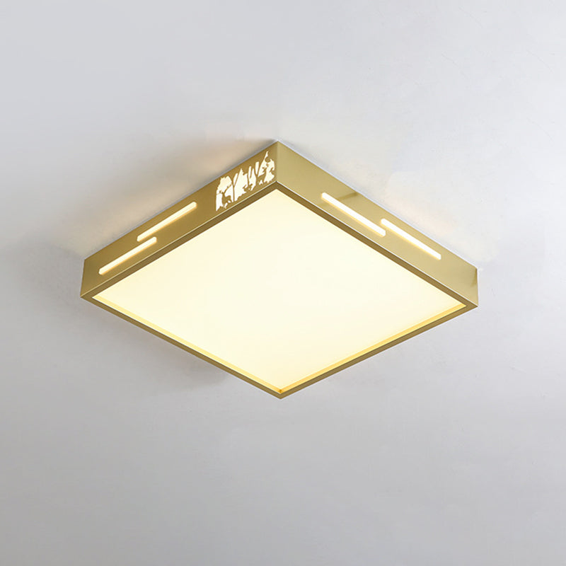 Contemporary Golden LED Ceiling Lamp with Acrylic Diffuser in White/Warm Light - Flush Mount Metal Fixture