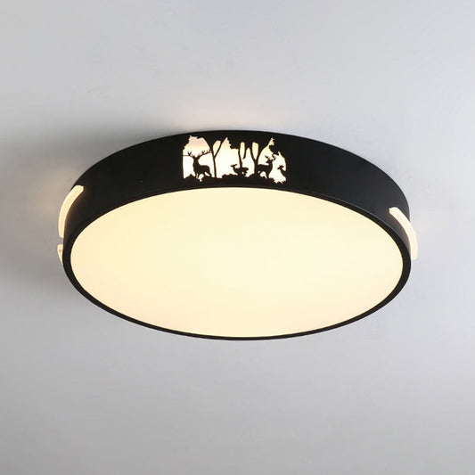 Modern Black Led Flush Mount Ceiling Light Fixture 16/19.5 Wide White/Warm