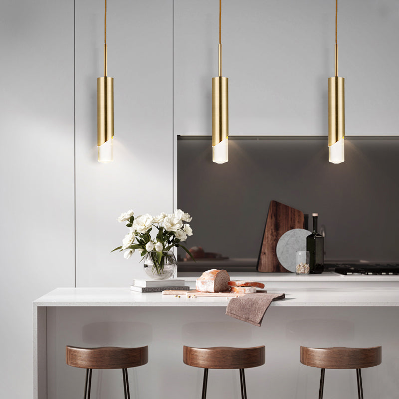 Minimalist Gold Metal Pendant Light Fixture - 1 Light Kitchen Hanging Lamp Kit