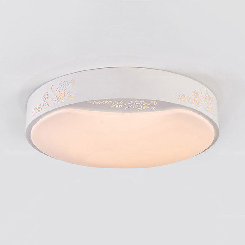 Modern White Circle Flush Mount Led Ceiling Light Fixture For Living Room - 16.5/20.5 Dia