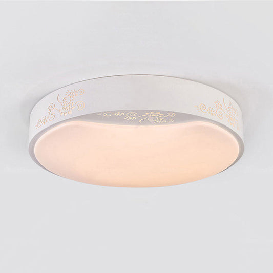 Modern White Circle Flush Mount Led Ceiling Light Fixture For Living Room - 16.5/20.5 Dia