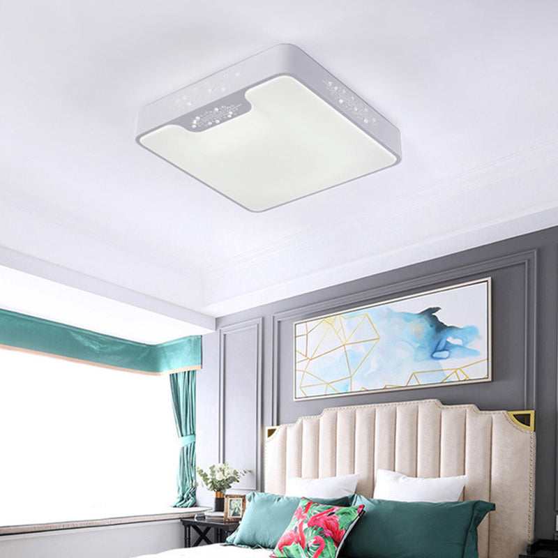 20"/41" Wide White Square/Rectangle LED Flush Mount Modern Ceiling Lamp, Metal