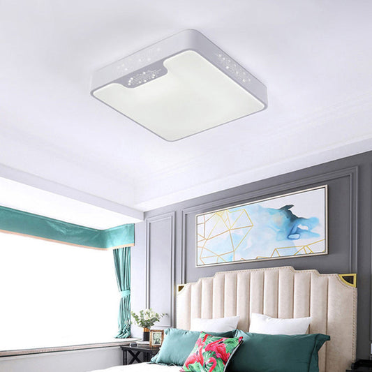 20"/41" Wide White Square/Rectangle LED Flush Mount Modern Ceiling Lamp, Metal