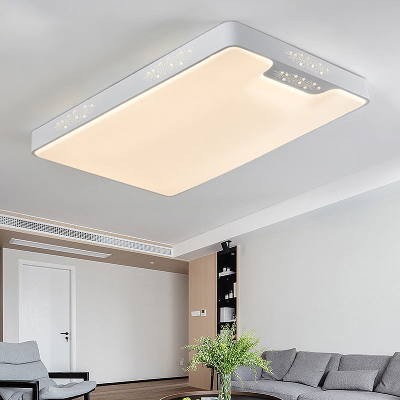 20"/41" Wide White Square/Rectangle LED Flush Mount Modern Ceiling Lamp, Metal