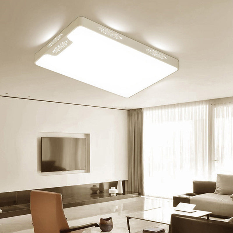 20"/41" Wide White Square/Rectangle LED Flush Mount Modern Ceiling Lamp, Metal