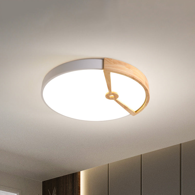Modern 16"/19.5" Wide Round Metal Ceiling Light Fixture with LED, Flush Mount Lamp in White/Warm Light