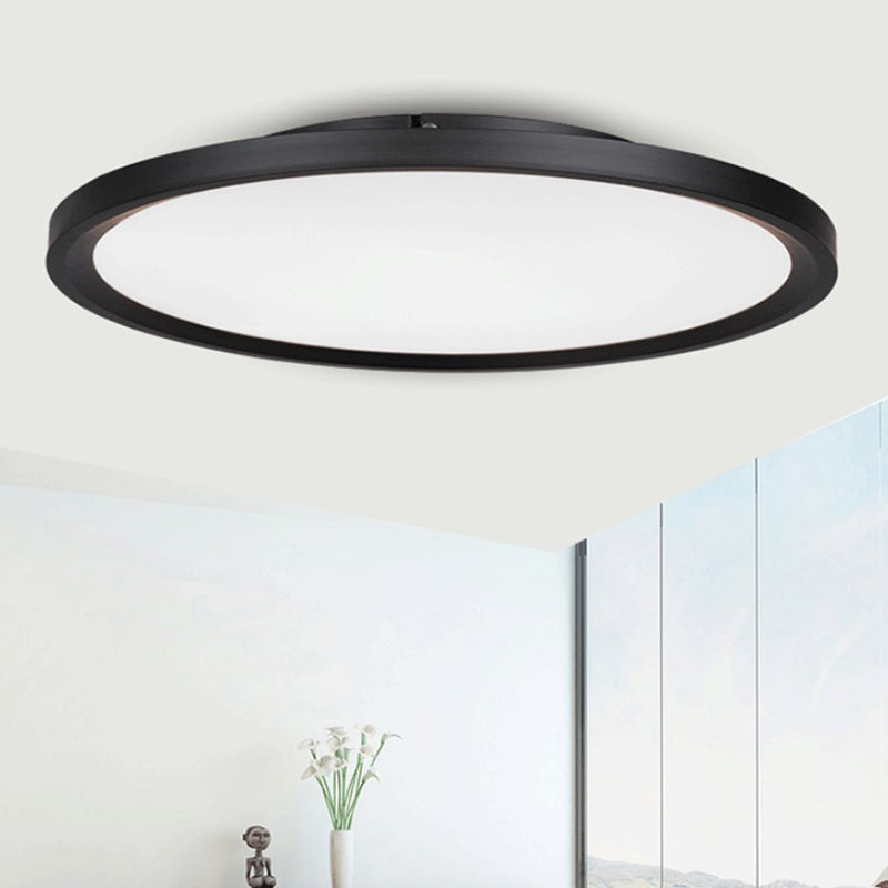 Modern LED Flush Mount Light with Metal Shade and Acrylic Diffuser in White/Warm Light, 16"/19.5" Diameter