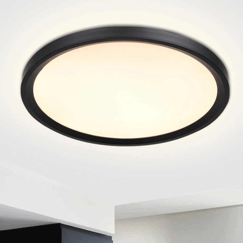 Modern LED Flush Mount Light with Metal Shade and Acrylic Diffuser in White/Warm Light, 16"/19.5" Diameter