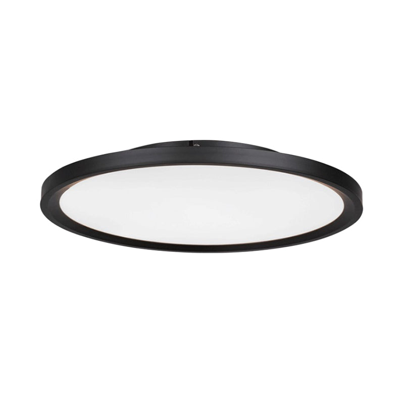 Modern LED Flush Mount Light with Metal Shade and Acrylic Diffuser in White/Warm Light, 16"/19.5" Diameter