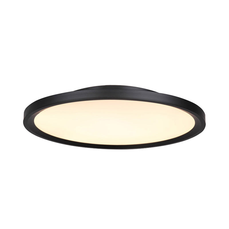 Modern LED Flush Mount Light with Metal Shade and Acrylic Diffuser in White/Warm Light, 16"/19.5" Diameter