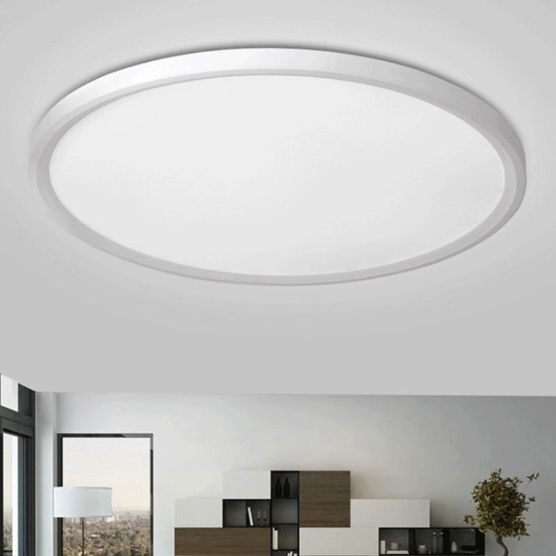 Modern LED Flush Mount Light with Metal Shade and Acrylic Diffuser in White/Warm Light, 16"/19.5" Diameter