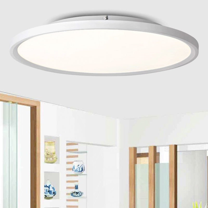 Modern LED Flush Mount Light with Metal Shade and Acrylic Diffuser in White/Warm Light, 16"/19.5" Diameter