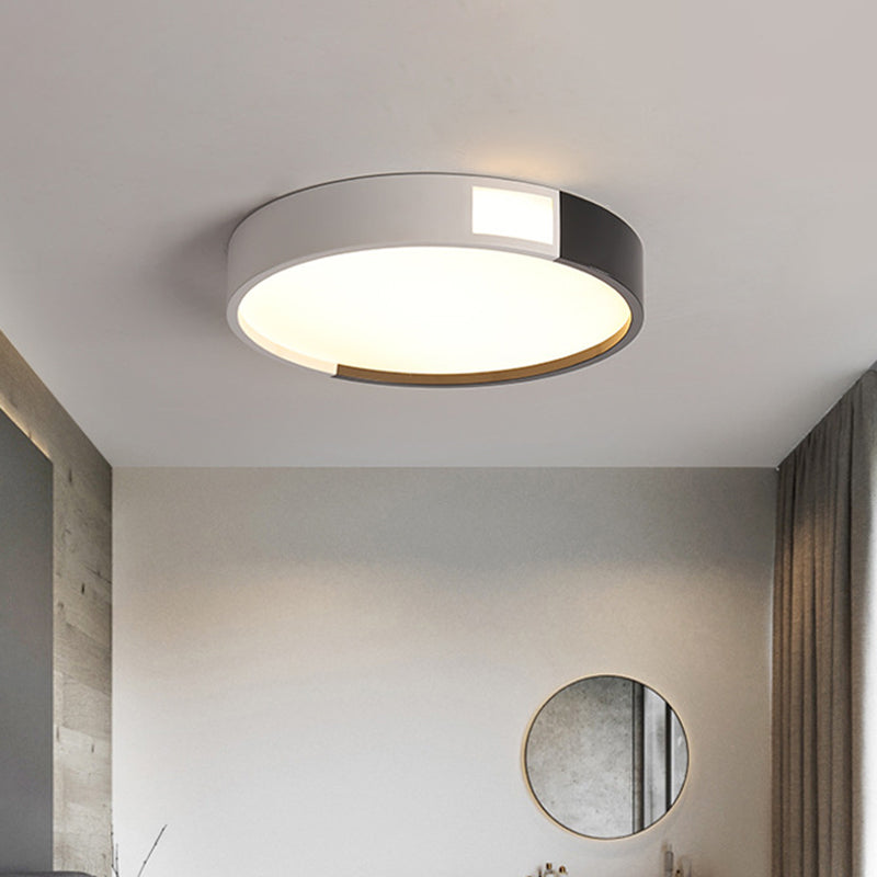 Round LED Ceiling Light Fixture in Black/White, Sizes 16"-23.5" for Modern Bedrooms