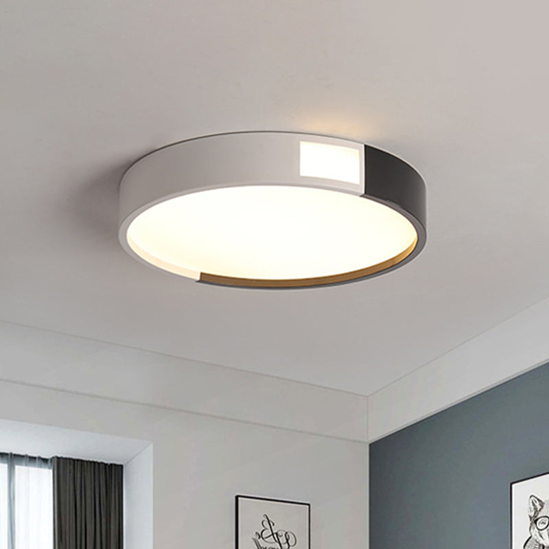 Round LED Ceiling Light Fixture in Black/White, Sizes 16"-23.5" for Modern Bedrooms