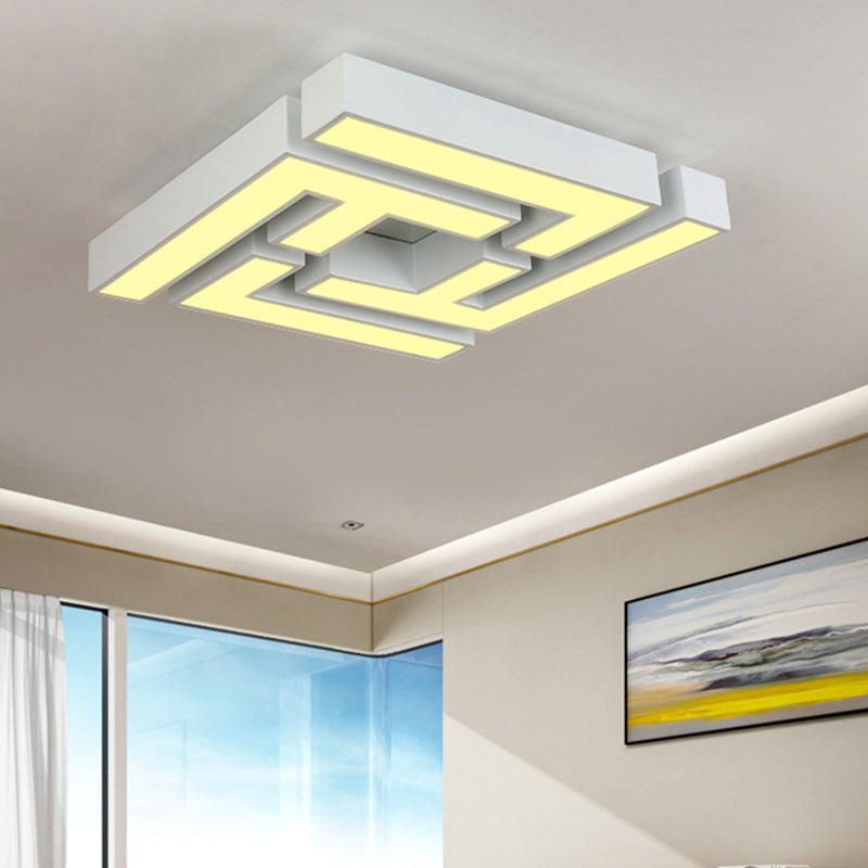 Modern LED Bedroom Flushmount Ceiling Light with Maze Metal Shade in White/Warm Light - Stylish and Efficient