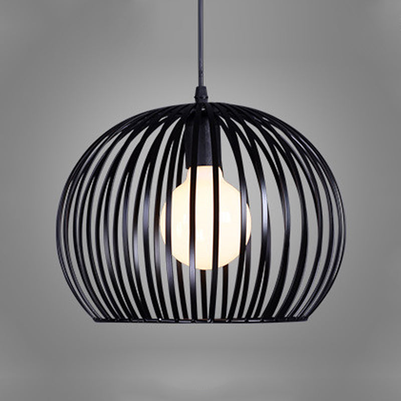 Modern Metal Sphere Pendant Light - 7-14" Diameter, 1-Light, Black/White Ceiling Lamp