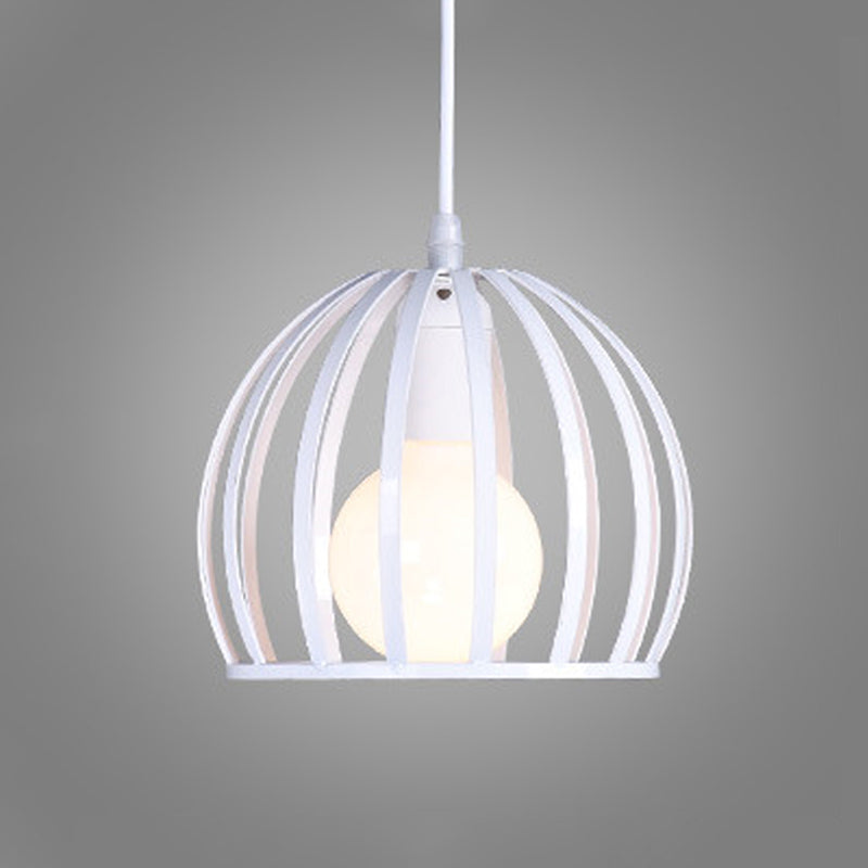 Modern Metal Sphere Pendant Light - 7-14" Diameter, 1-Light, Black/White Ceiling Lamp