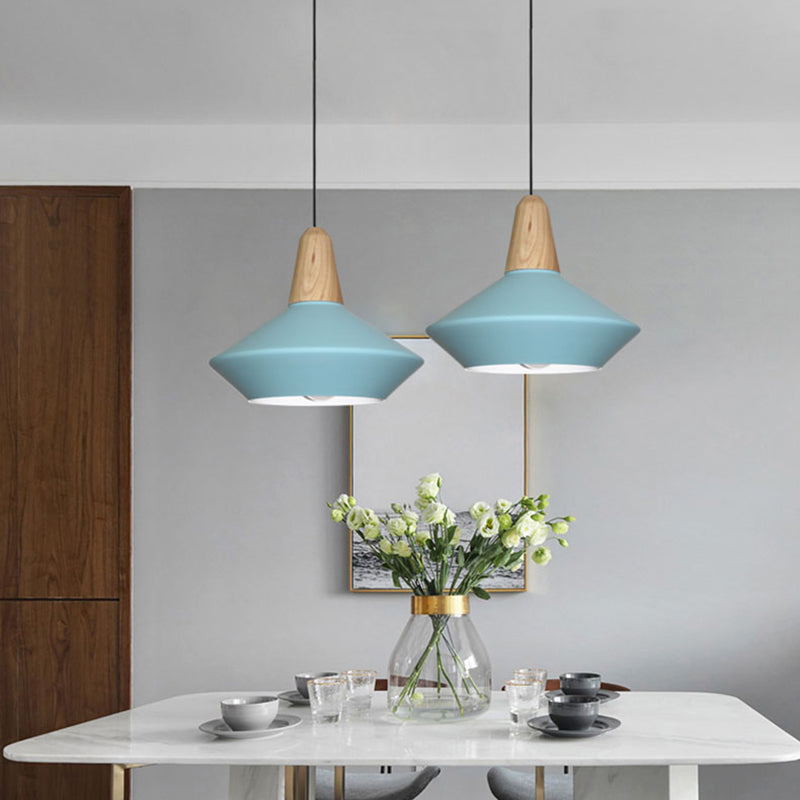 Modern Metal Urn Pendant Light with Blue/Grey Shade – Ideal for Dining Room – 1 Bulb Ceiling Suspension Lamp