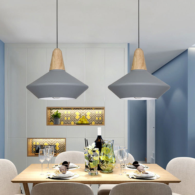Modern Metal Urn Pendant Light with Blue/Grey Shade – Ideal for Dining Room – 1 Bulb Ceiling Suspension Lamp