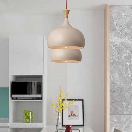 Plafonnier Bowl - Luminaire suspendu moderne en métal avec capuchon en bois