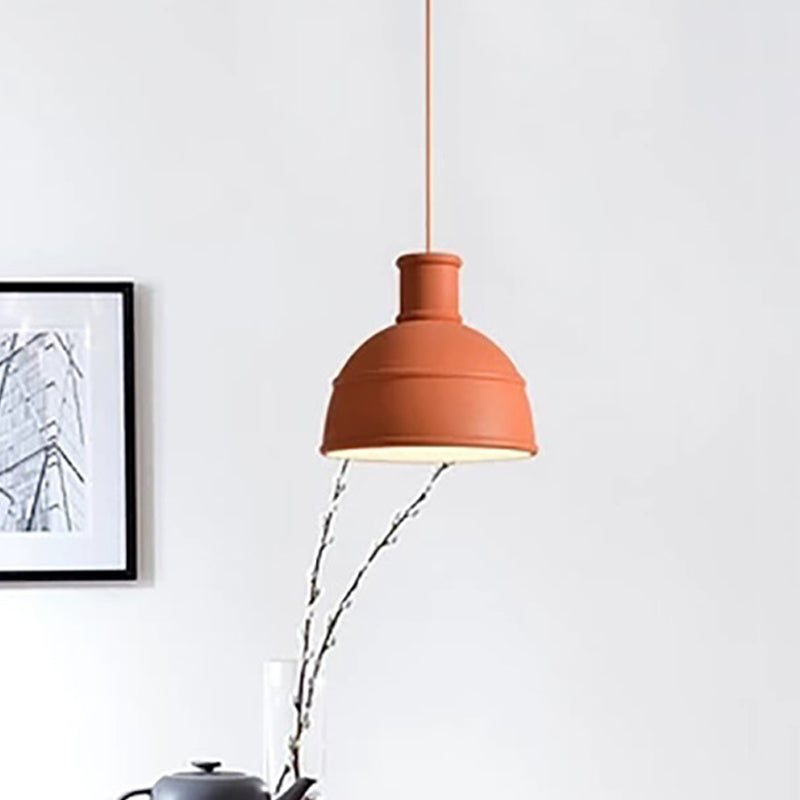 Modern Metal Urn Pendant Light - Red Ceiling Suspension Lamp For Dining Room