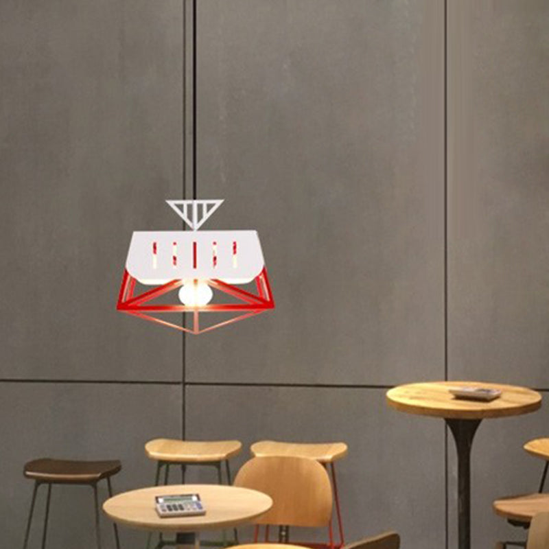 Modern Metal Geometric Pendant Light Fixture For Bedroom - Black/Red Red