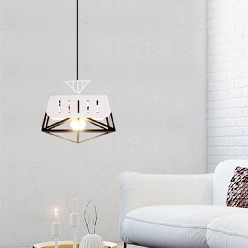 Modern Metal Geometric Pendant Light Fixture For Bedroom - Black/Red Black