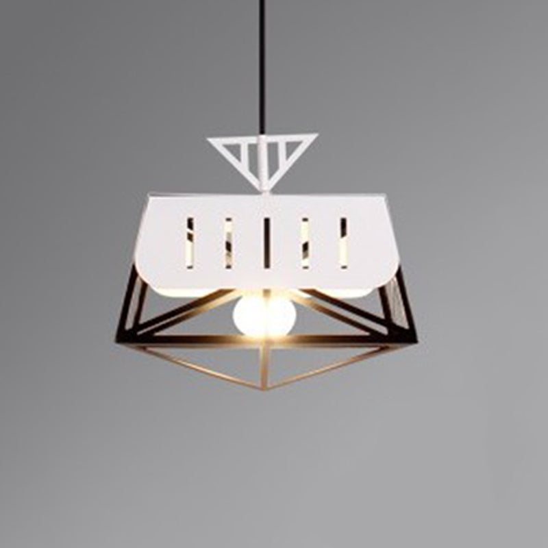 Geometric Metal Pendant Light Fixture - Modernist Design, 1 Head, Black/Red - Perfect for Bedroom