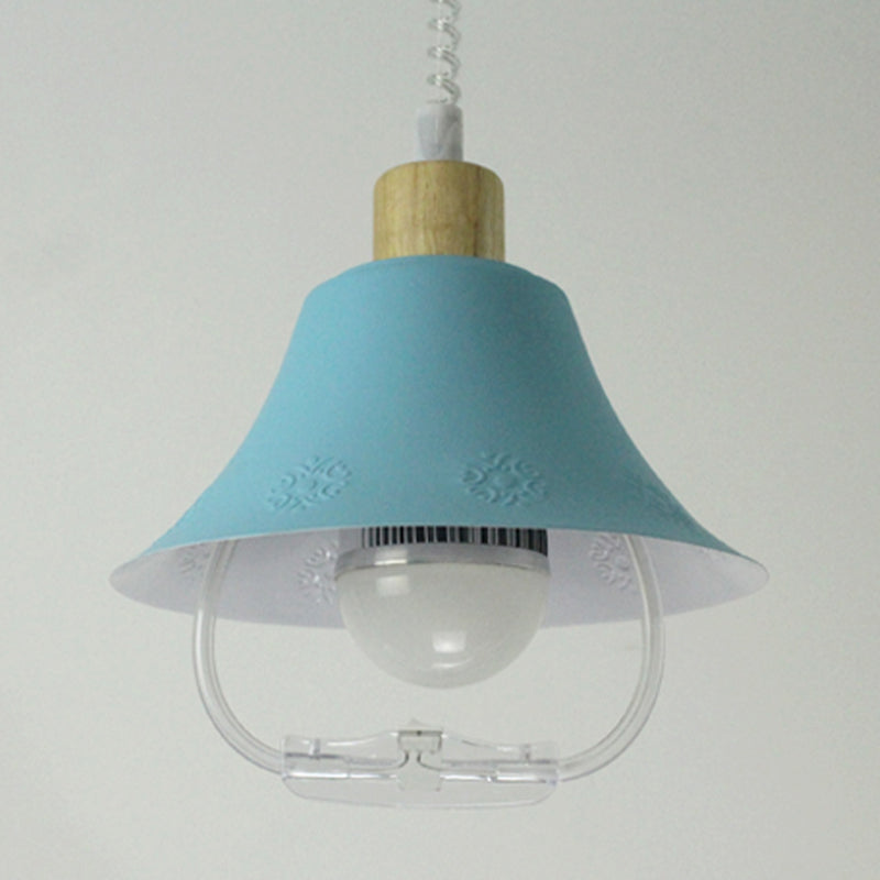 Modern Wide Flare Pendant Light Fixture - Blue/Yellow