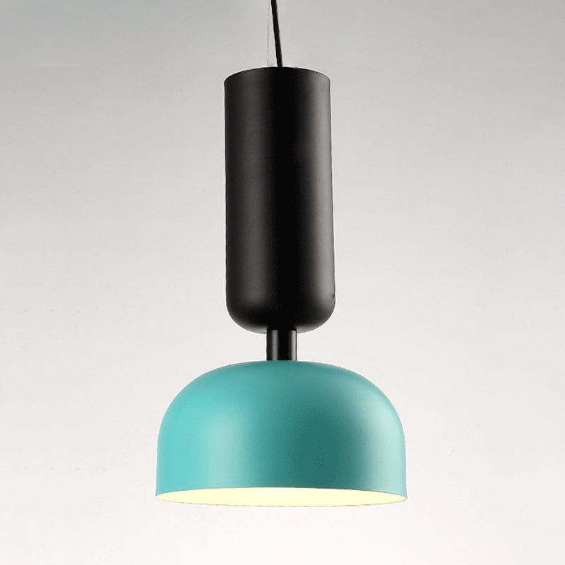 Contemporary Metal Domed Pendant Light With 1 Head Pink/Green Green