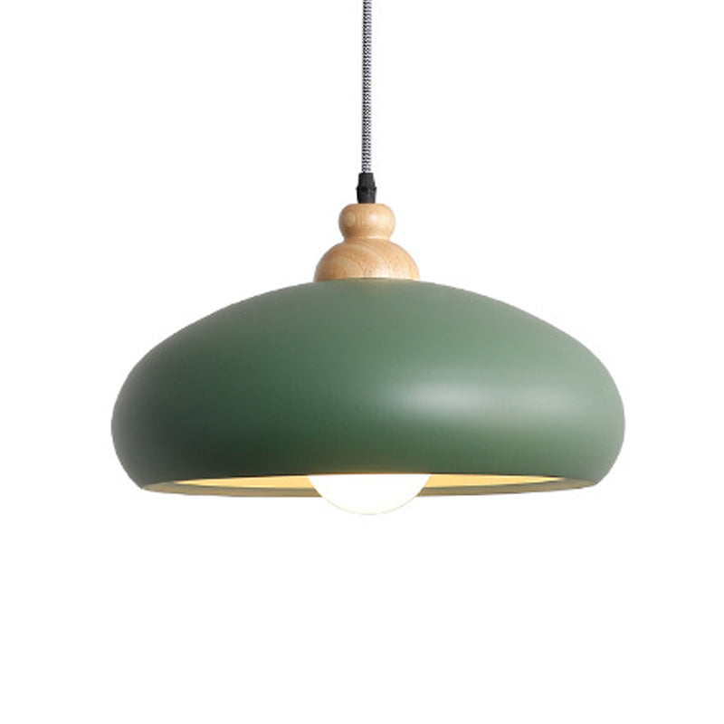 Macaron Hanging Ceiling Pendant Light For Living Room - Metal 1 Head In Grey/Pink/Green