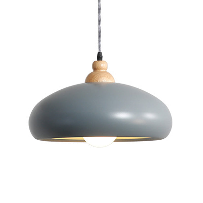 Macaron Hanging Ceiling Pendant Light For Living Room - Metal 1 Head In Grey/Pink/Green