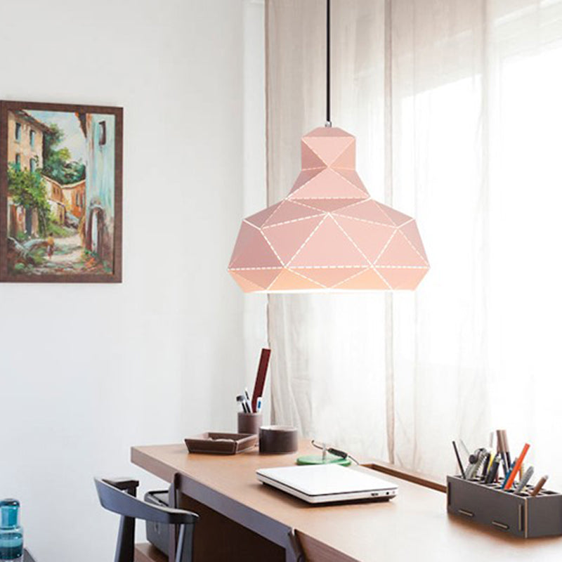 Contemporary Metal Ceiling Pendant Light - White/Pink/Blue 12/15 Wide Pink / 12