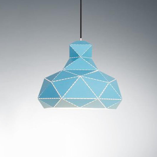 Contemporary Metal Ceiling Pendant Light - White/Pink/Blue 12/15 Wide