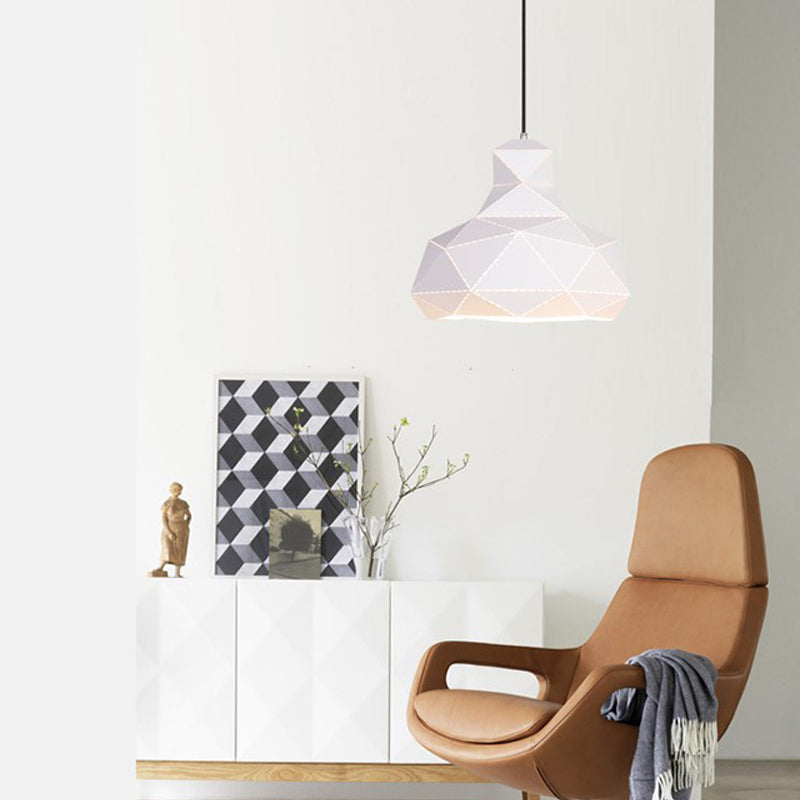 Contemporary Metal Ceiling Pendant Light - White/Pink/Blue 12/15 Wide White / 12