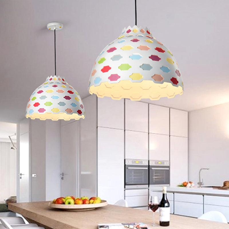 Modern Metal Hanging Pendant Light - Hemisphere Design Multi-Color 1 Bulb